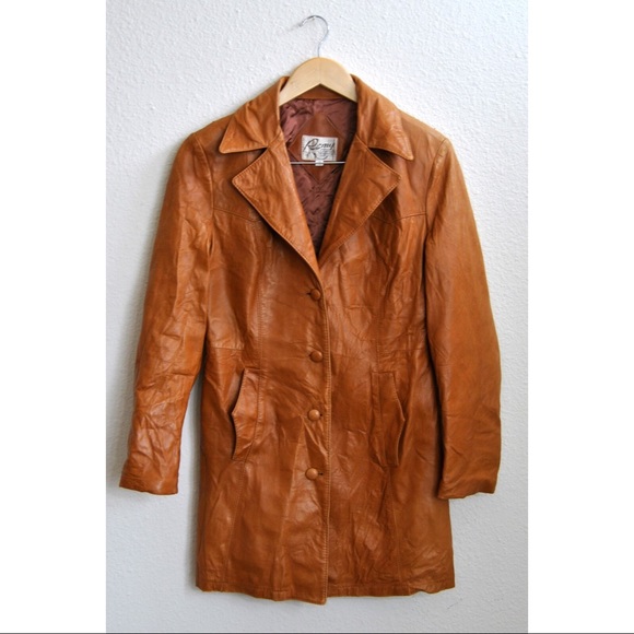 70s leather coat S-M - Picture 6 of 7